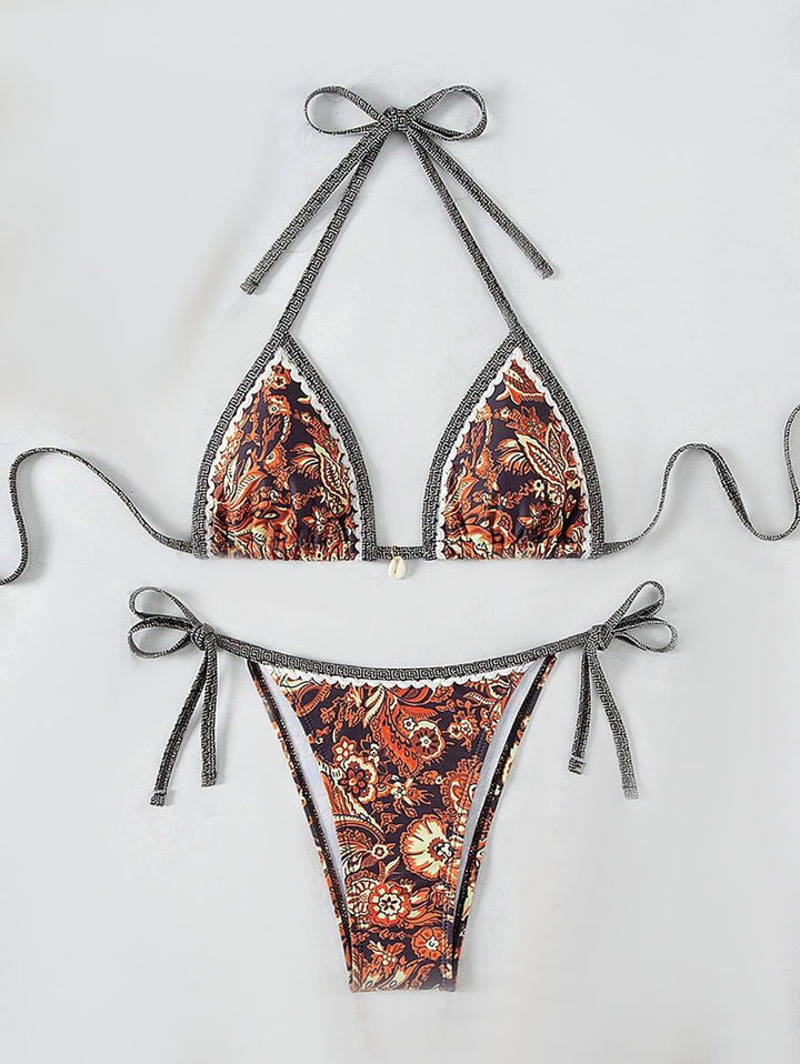 Dame triangel-bikini med detaljeret floral-design Skovae
