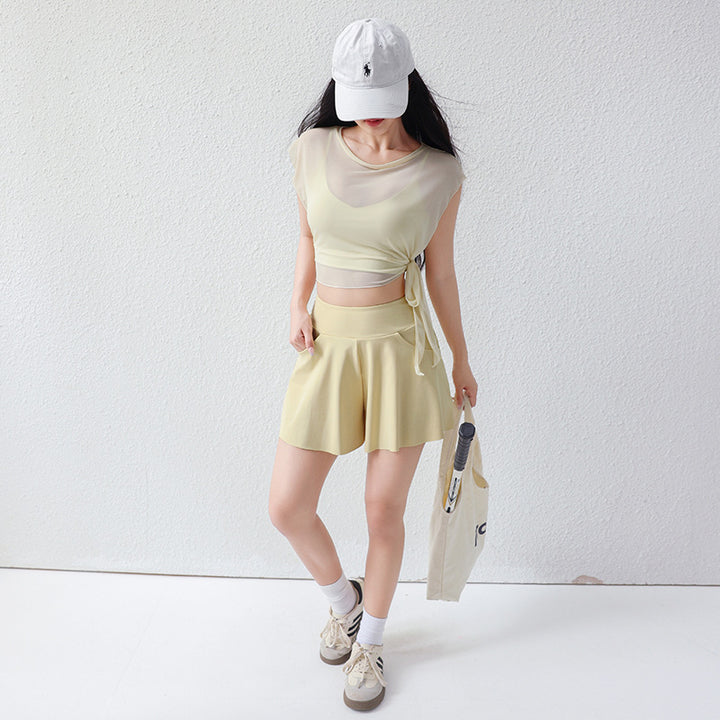 Dame Sporty Fald Skirt med Lommer og Elastisk Talje Stilla