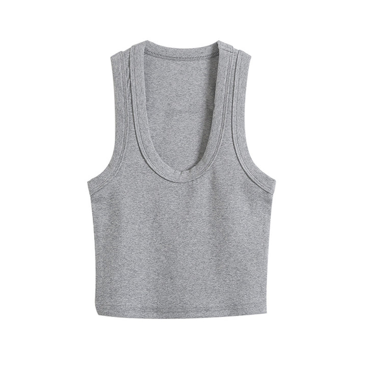 Dame Sporty tanktop med generøs rund halsudskæring og figurformende snit Stilla