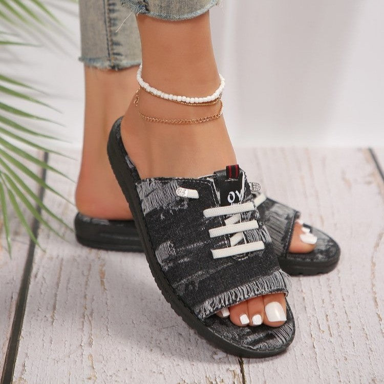 Dame Sporty Slide-sandaler med moderigtigt snøre-design og skridsikker sål Stilla