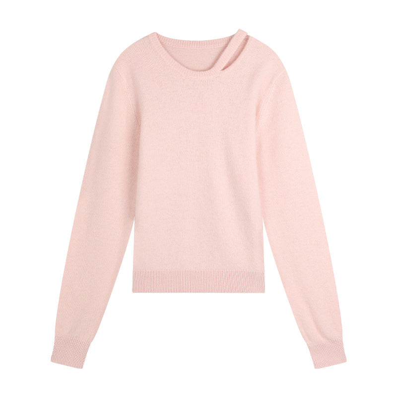 Dame elegant strikpullover med asymmetrisk detalje og blødt materiale Stilla