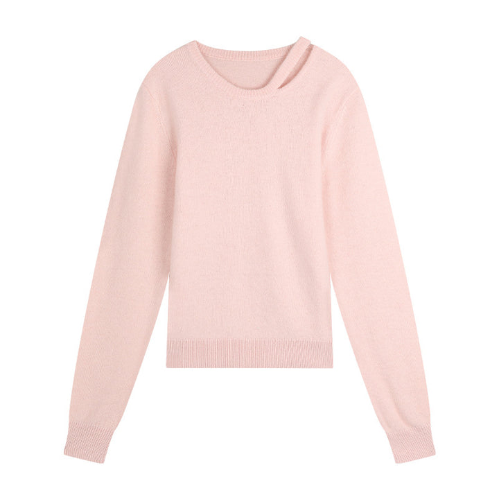 Dame elegant strikpullover med asymmetrisk detalje og blødt materiale Stilla