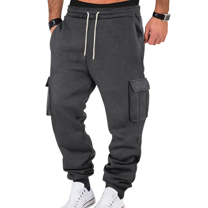 Herren casual Cargo-sweatpants med snoretræk, klaplommer og smal fodmanchet Skovae