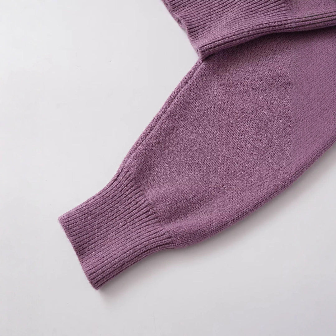 Dame afslappet strikket pullover med hængende skuldre og elastisk kant Stilla