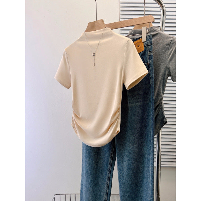 Dame Premium Tætsiddende Kortærmet T-shirt med Elegant Rygdekoration Stilla