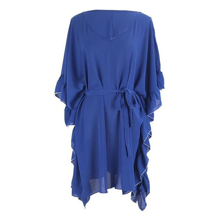 Dame flydende strandkimono med asymmetrisk flæser Stilla