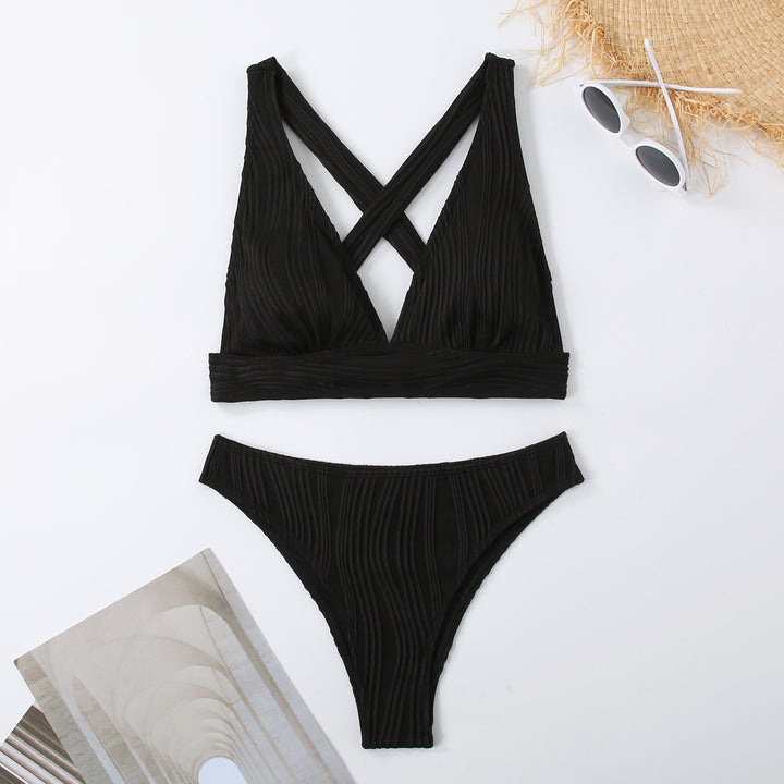 Dame bikinitop med raffinerede rynkeelementer og trendy krydsdesign Stilla