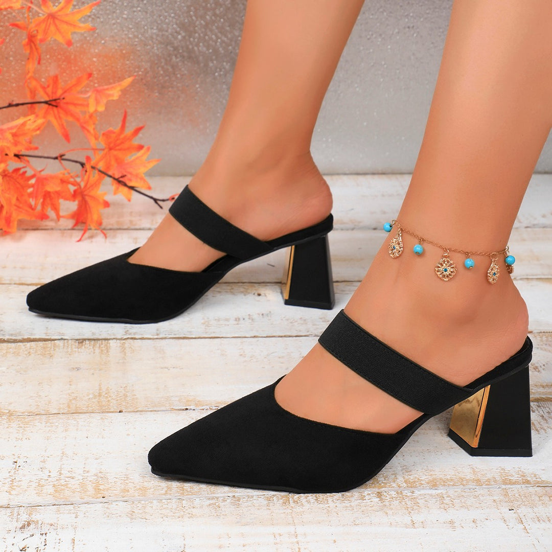 Damer elegante Slingback-pumper med blokhæle og justerbar rem Stilla