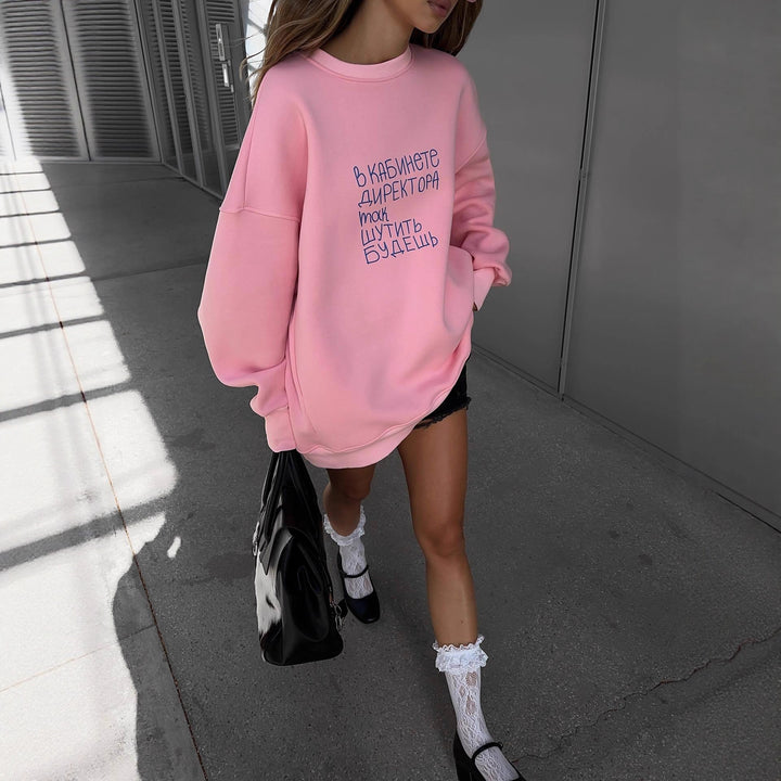 Kvinders oversized sweatshirt med kreativ tekst Stilla