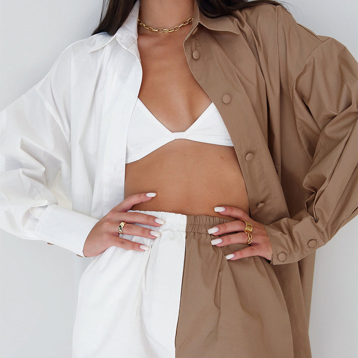 Dame Oversized Skjorte med asymmetrisk Snit og moderne Knapdetaljer Stilla