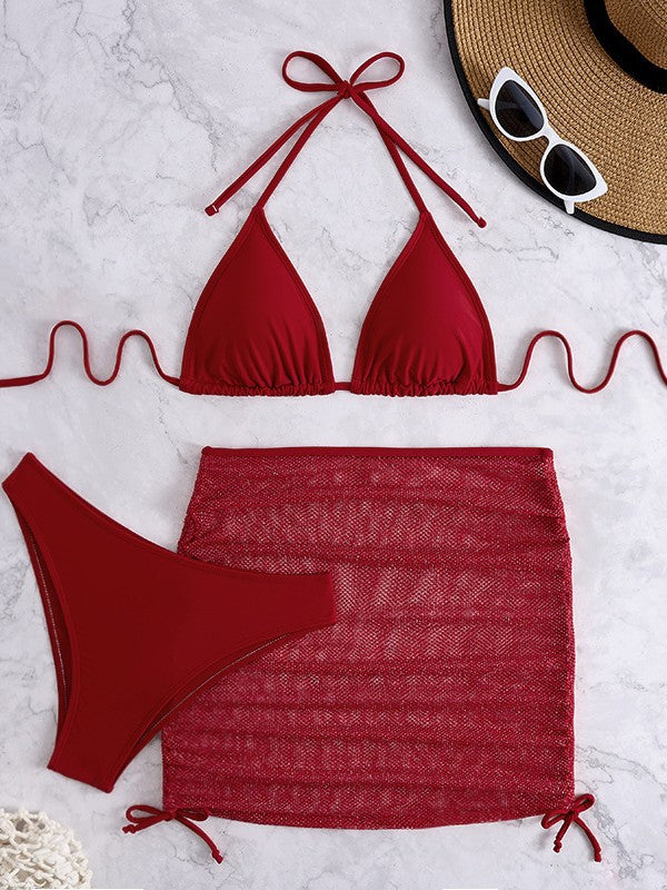 Dame Triangle-Top og Nederdel-Bikini-Sæt Stilla