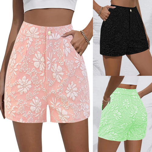 Kvinder Floral Prægning Høj Talje Shorts Stilla