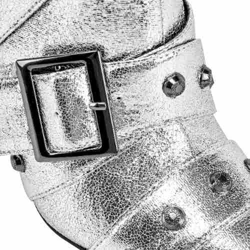 Femme Stiletto Over-knæ Metallic Støvler med Dekorative Spænde- og Nitteaccenter Stilla