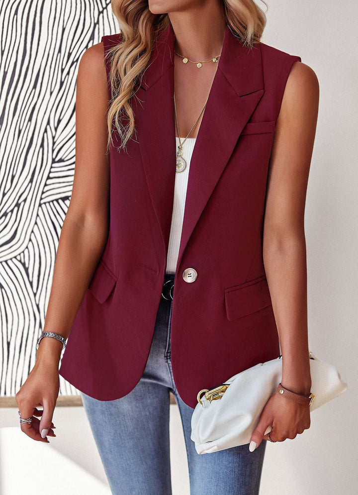 Dame Casual Blazer Uden Ærmer med Taljeret Snit og Elegante Lommer Skovae