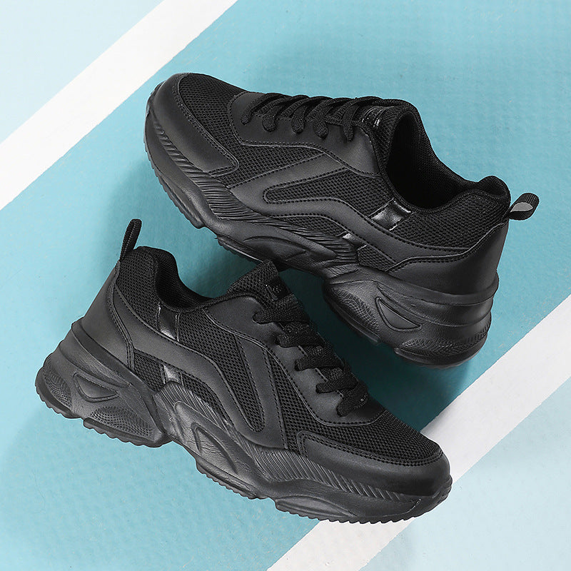 Dame nan dæmpede fritids-sneakers i plateau-stil med polstret komfortkrave, åndbart mesh og skridsikkert mønster Skovae
