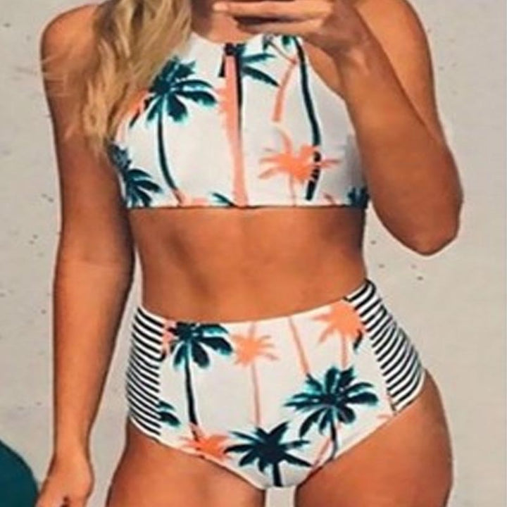 Dame Crop-Top Bikini med høj talje Slip Skovae