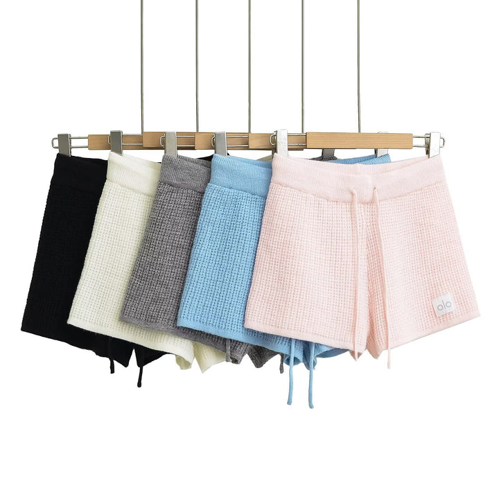 Dame hyggelige strikshorts med elastisk talje og komfortabel snortræk Stilla
