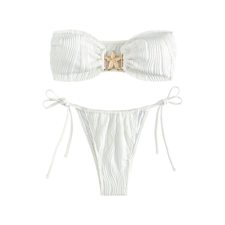 Dame Bandeau-bikini med dekorativt muslingelås Skovae