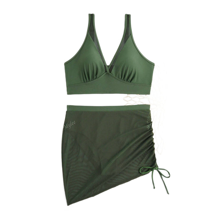 Dame Sporty Bikini-sæt med gennemsigtig omslagsskørt Skovae