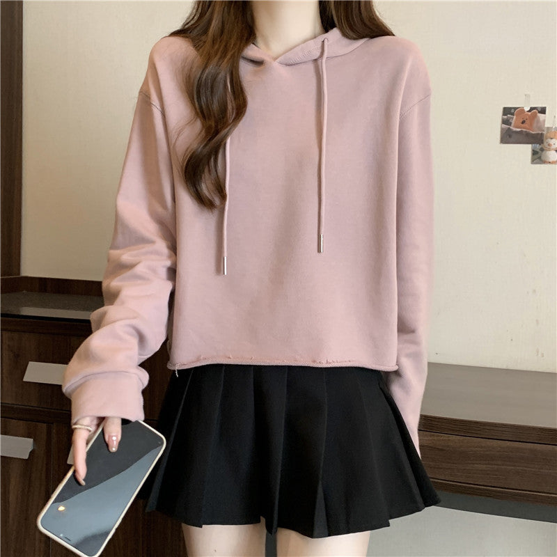 Femme Crop-Hoodie med justerbare snore Stilla