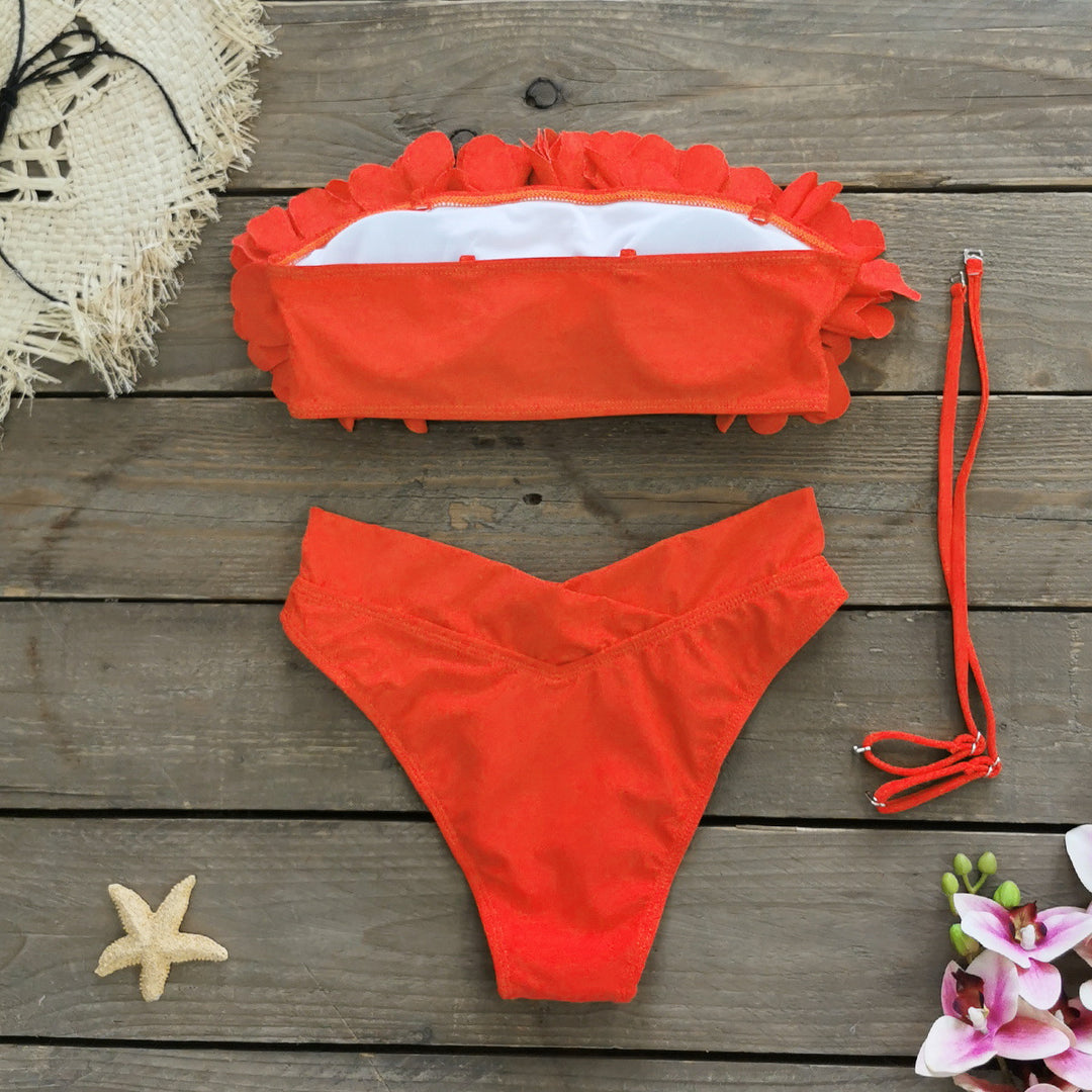 Dame bikini sæt med blomster top og høje trusser Stilla