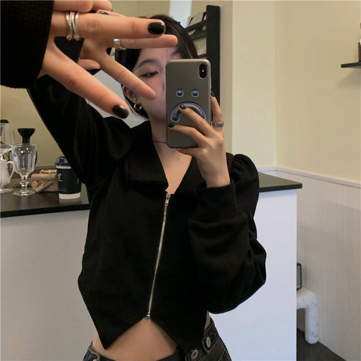 Damer mode cropped sweatshirt jakke med voluminøse ærmer Stilla