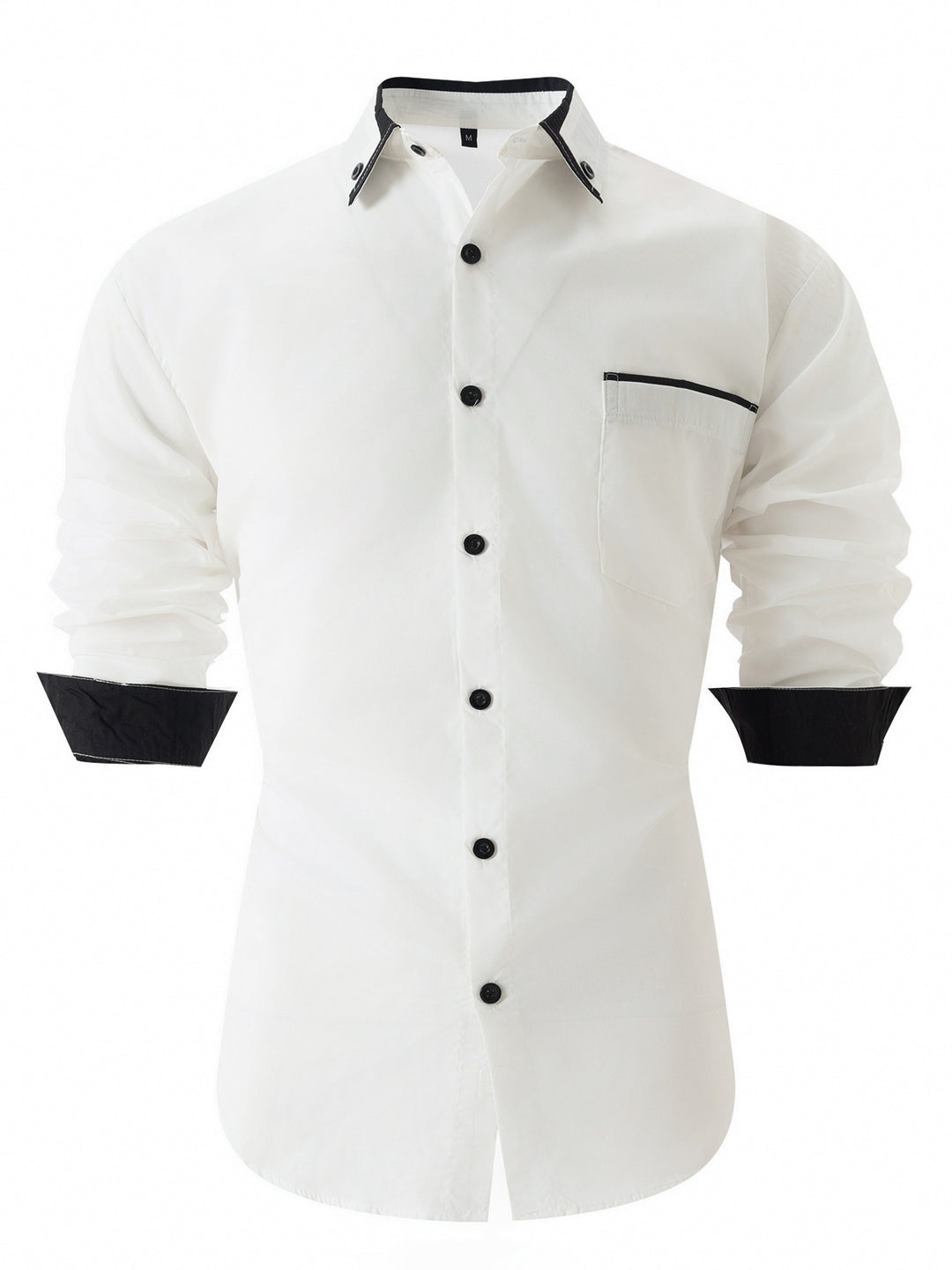 Herre langærmet skjorte med kontrasterende krave- og manchet detaljer Stilla