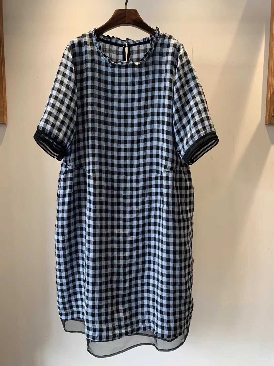 Dame Casual Gingham Check Tunika Kjole Stilla
