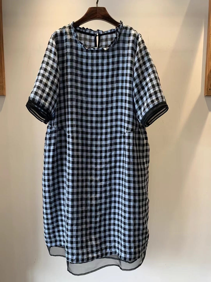 Dame Casual Gingham Check Tunika Kjole Stilla