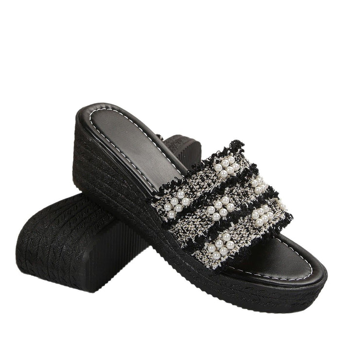Dame Wedge-sandaler med trendy perle-detaljer og moderigtigt rem Stilla