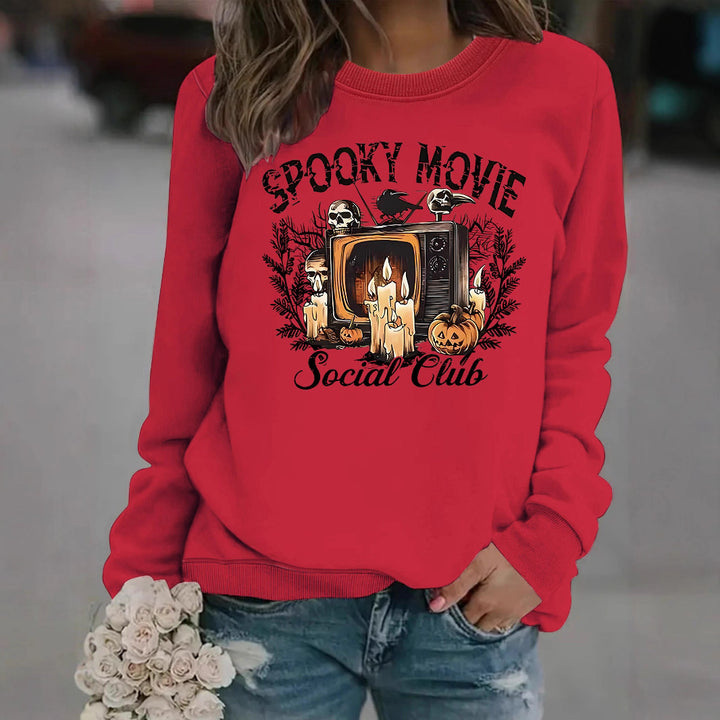 Dame sweatshirt med skræmmende film motiv og afslappet skæring Stilla