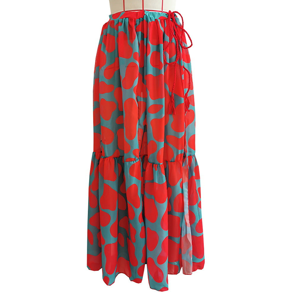 Dame badeshorts sæt med stilfulde volanger og legende blomsterdesign Stilla