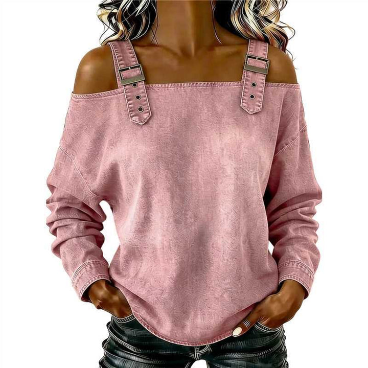 Dame casual sweatshirt med dekorative skulderdetaljer Skovae