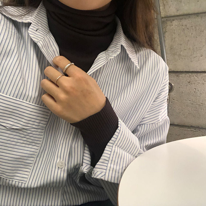 Damer fashionable langærmet bluse med striber Stilla