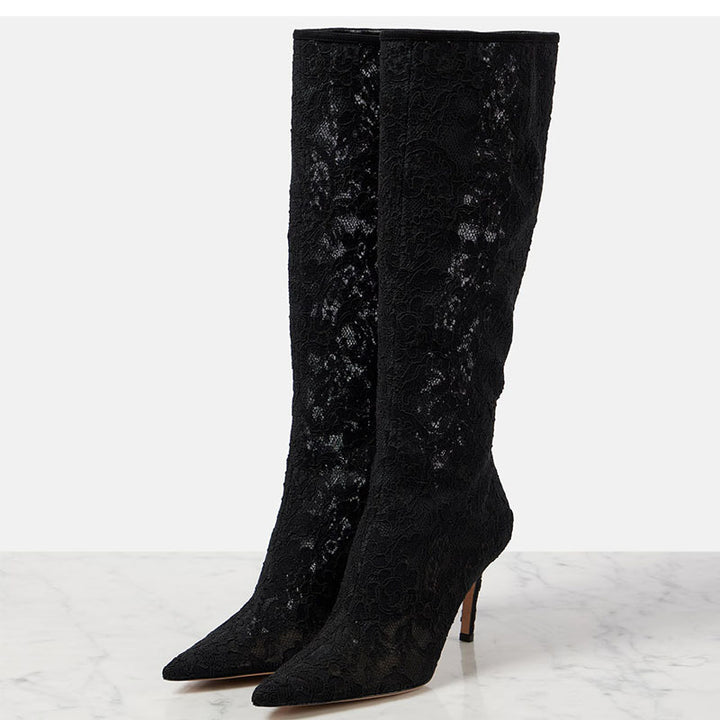 Femme Spidsesoverdragelse Stiletto Støvler Stilla