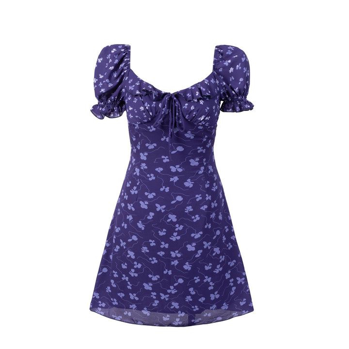 Dame sommerkjole med ruffles detaljer og blid blomsterbroderi Stilla