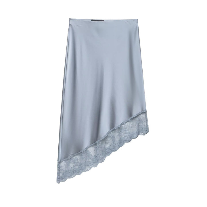 Dame elegant satin nederdel med delikat spids dekoration Skovae