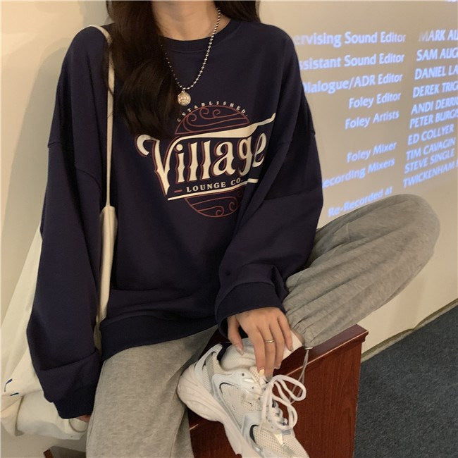 Kvindernes casual oversized sweater med kreativt print og komfortable, åndbare materialer
