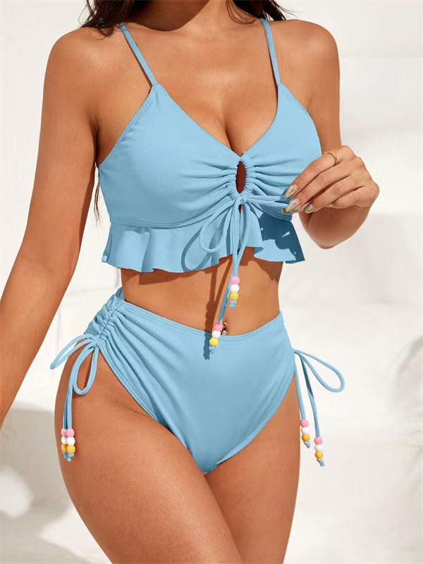 Damer Bikiniset med flæser og justerbare snore Stilla