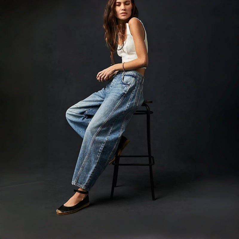 Dame Bredde High-Waist Jeans i Vintage-look med usædvanlig vaskemetode Skovae