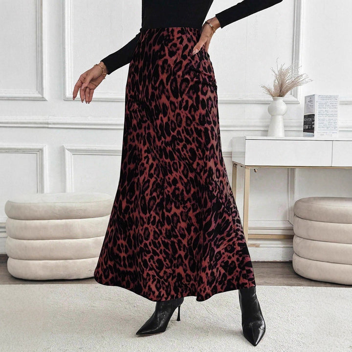 Dame maxiskørt med moderne leopardmønster Skovae