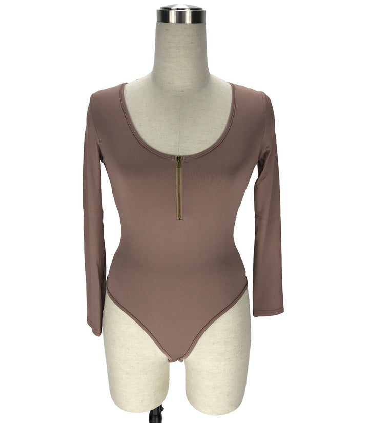 Dame bodysuit med lynlås og lang arm Stilla
