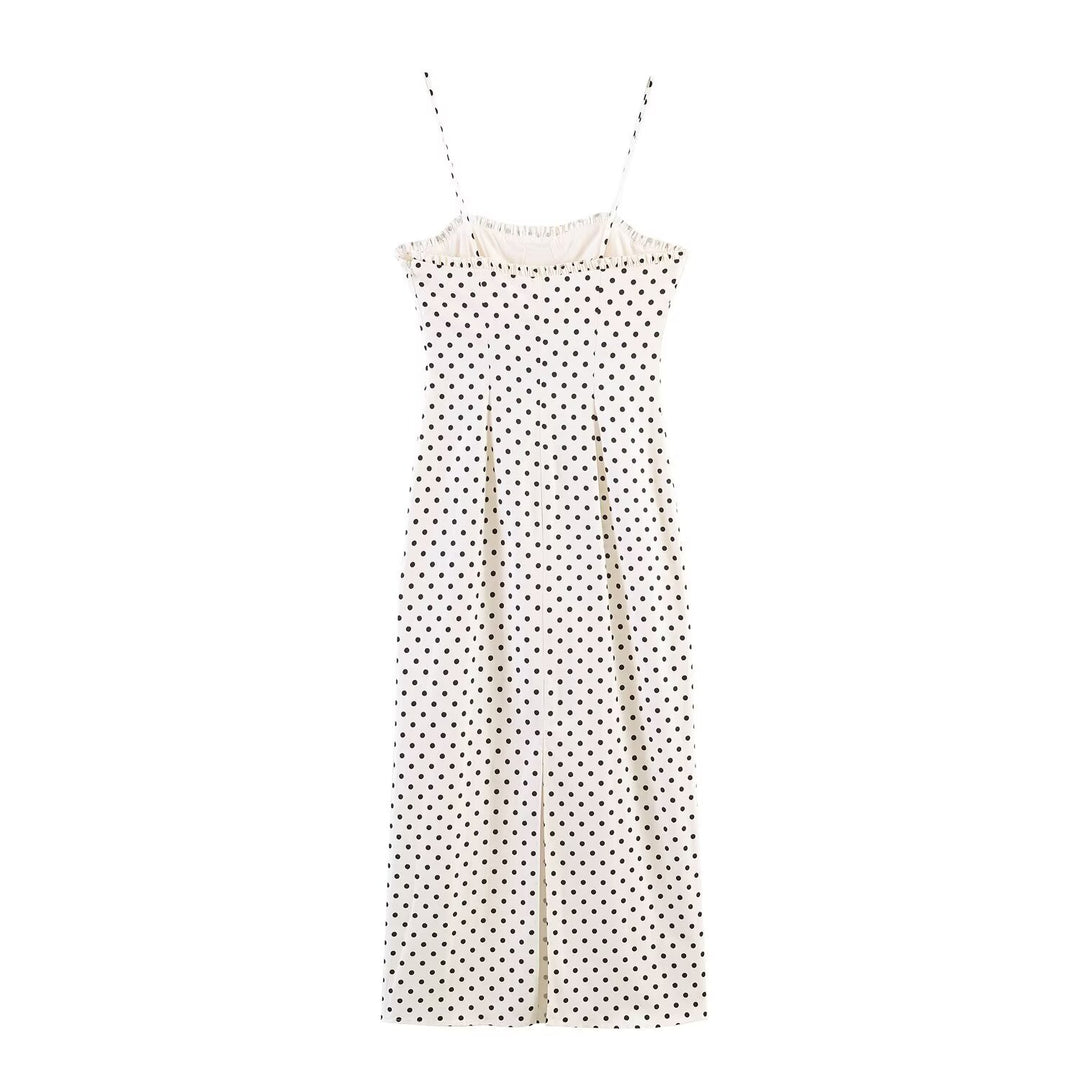 Dame maxikjole med polka-prikker Skovae