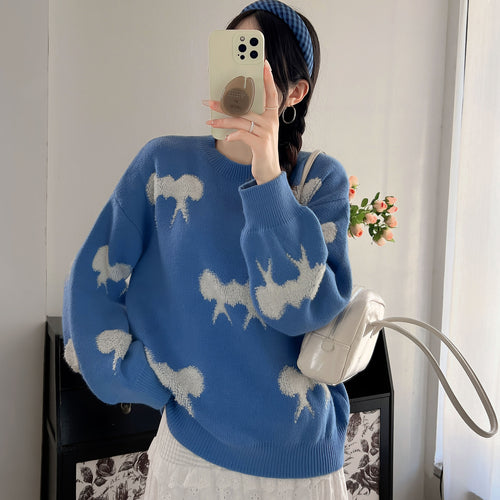 Damer Mønstret Sweater med Stilfuldt Dyremotiv og Casual Snit Stilla