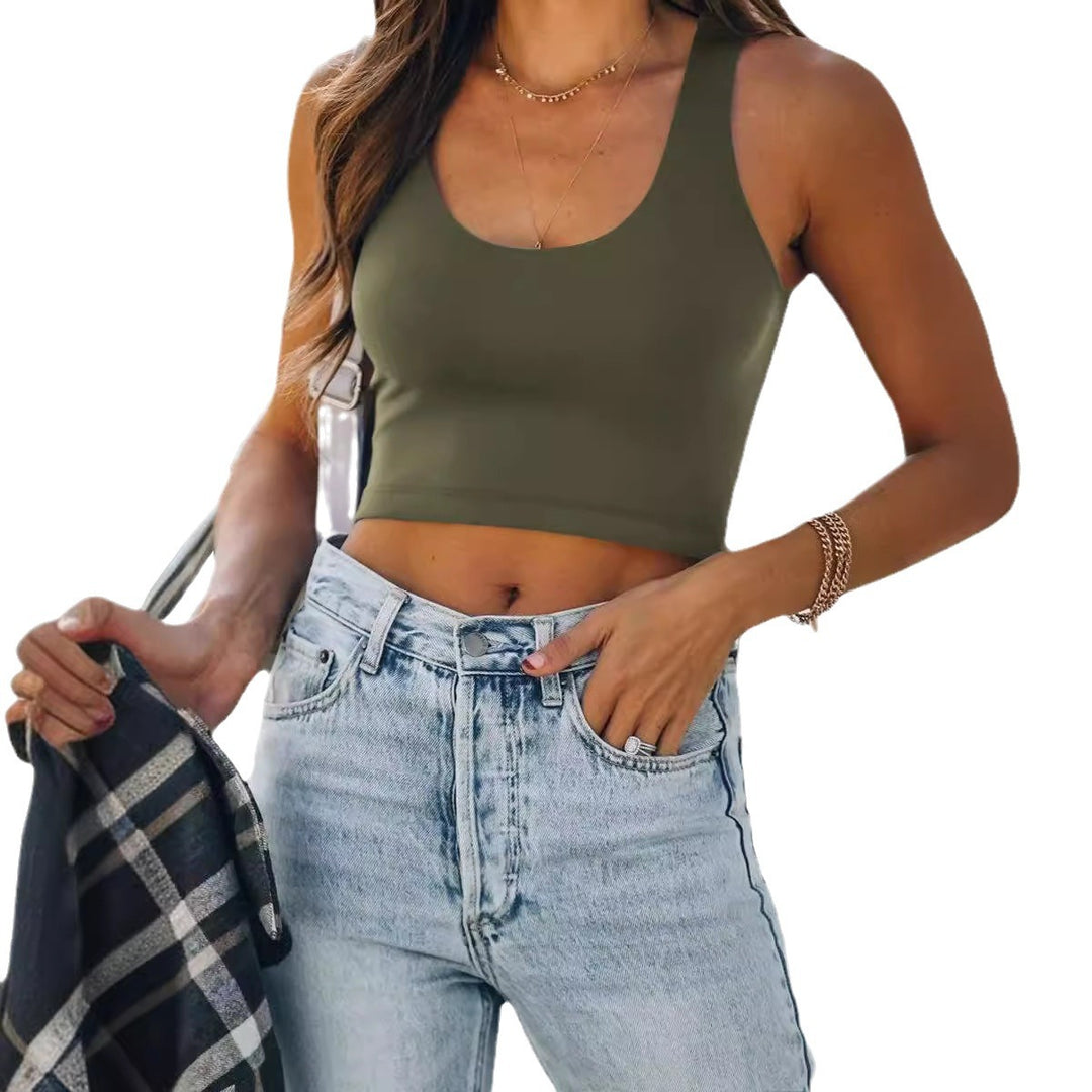 Dame sporty crop-top med brede stropper og tætsiddende snit Stilla