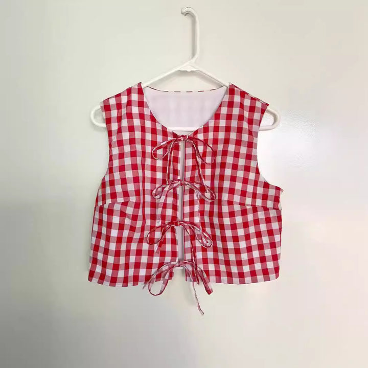 Femme Snørebånd Gingham Vest Stilla