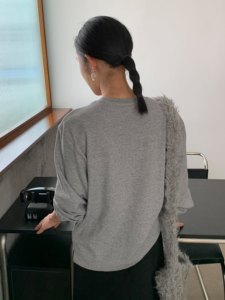 Dame langærmet basis T-shirt i blødt og åndbart bomuld med rund halsudskæring Stilla