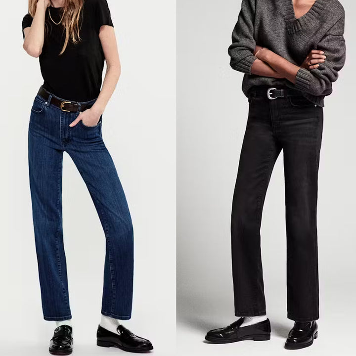 Dame klassiske, figursyede denim-bukser med høj talje og minimalistiske detaljer Stilla