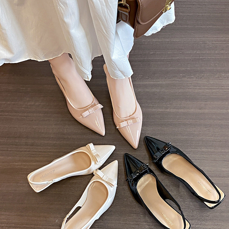 Dame Elegante Spidsestøvler Slingback Hælssko med Sløjfedetalje Stilla
