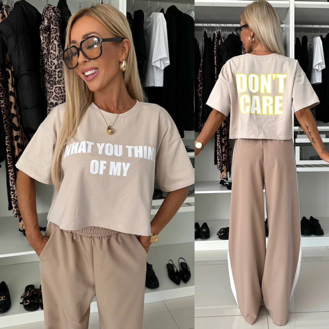 Kvinder casual crop top og brede joggerbukser sæt Skovae